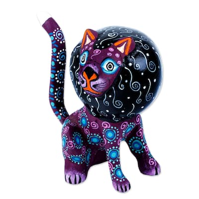 Novica Handmade Insomniac Lion Wood Alebrije Sculpture