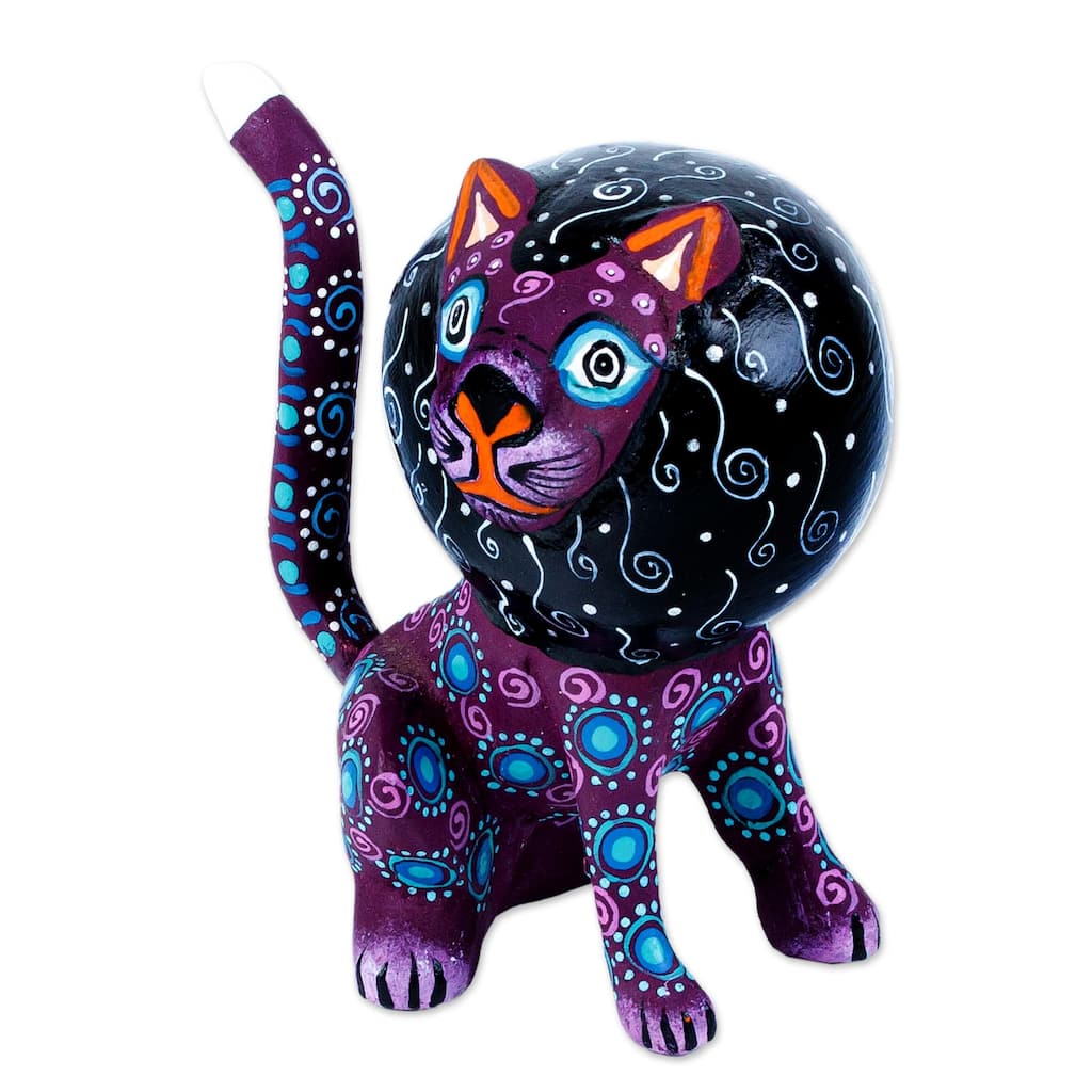 Novica Handmade Insomniac Lion Wood Alebrije Sculpture