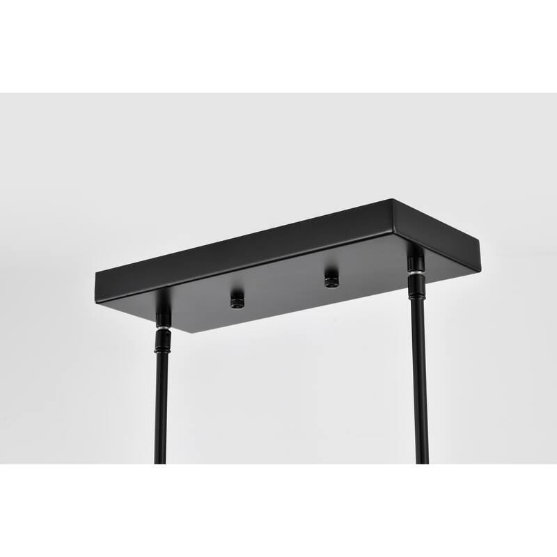 25" Element Matte Black 6-Light Linear Chandelier with Glass Globe Shade