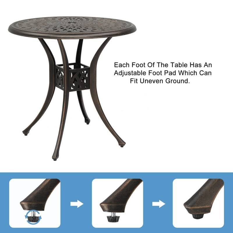 30 in.D x 29 in.H Outdoor Bronze Cast Aluminum Round Dining Table