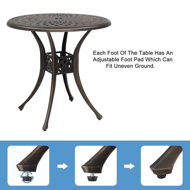 30 in.D x 29 in.H Outdoor Bronze Cast Aluminum Round Dining Table