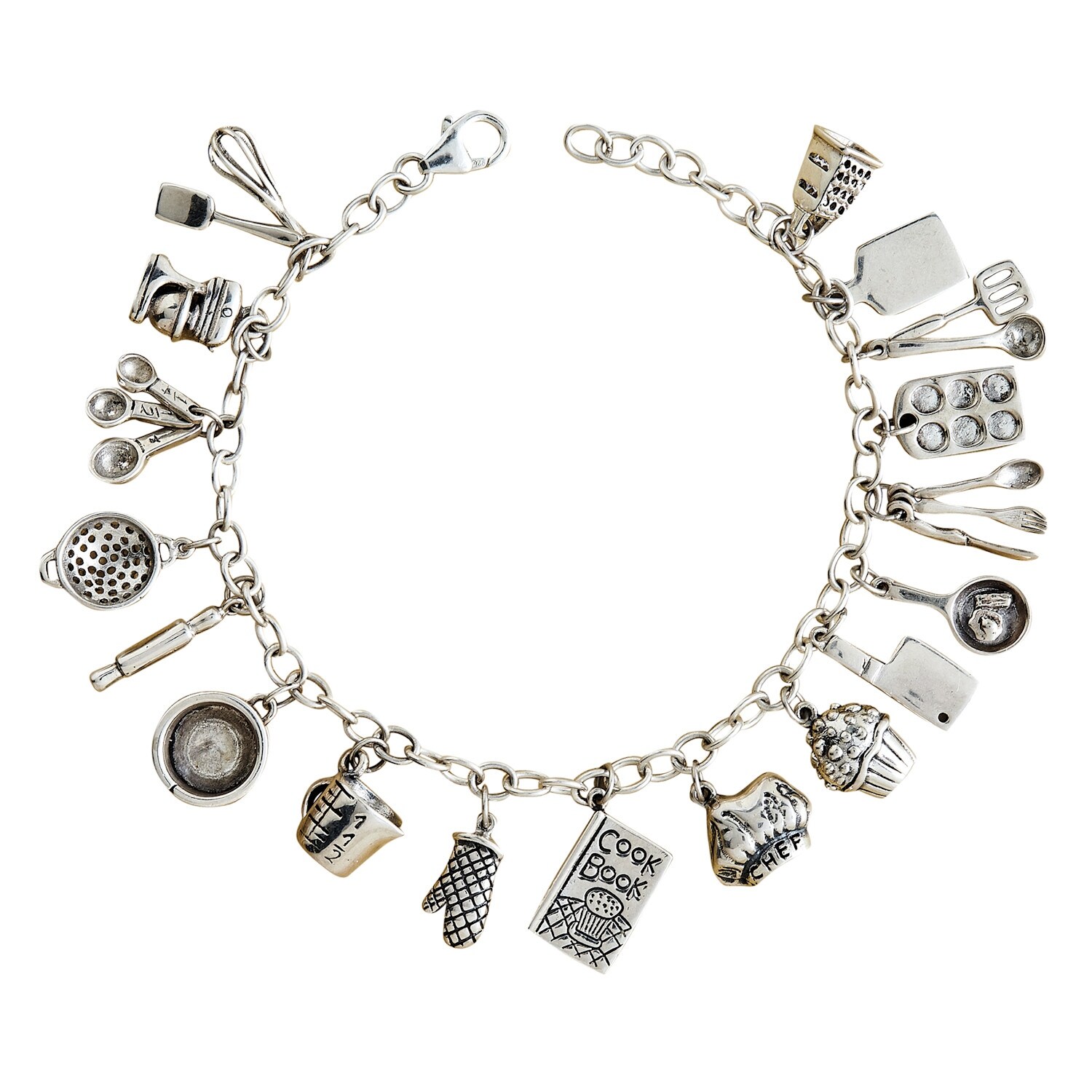 Costume Jewellery Cooking Baking Charm Bracelet Silver Tone Gift for