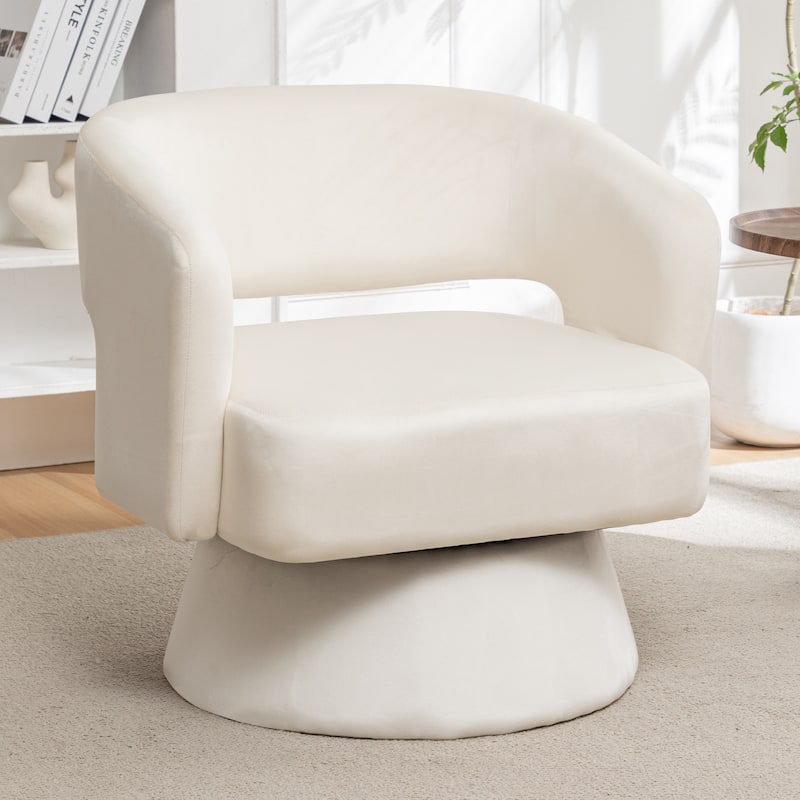 Velvet Swivel Barrel Chair - Beige