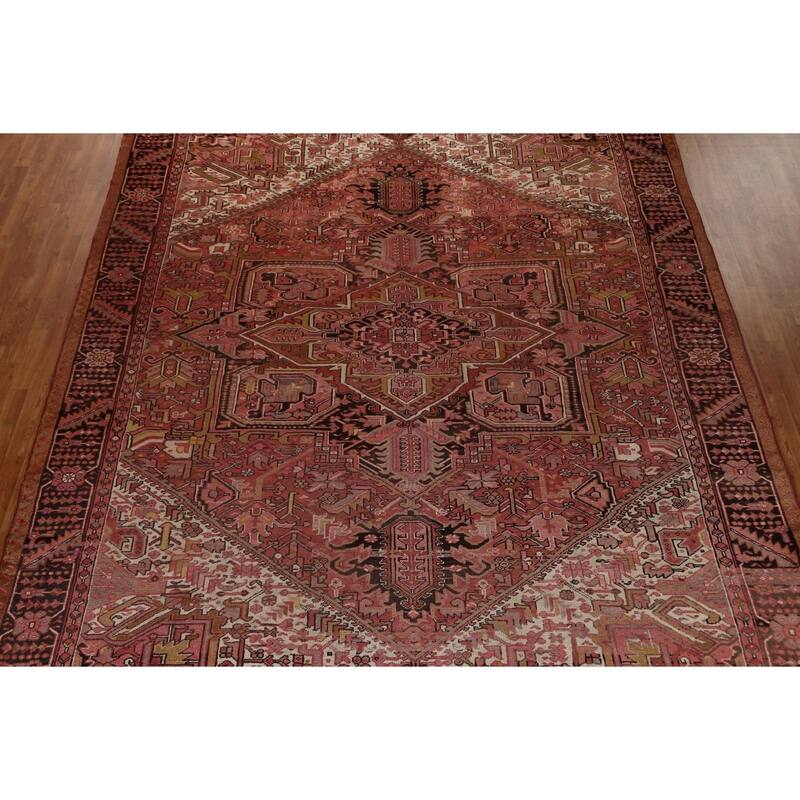 Vegetable Dye Traditional Heriz Persian Area Rug Handmade Wool Carpet - 10'2" x 13'0"