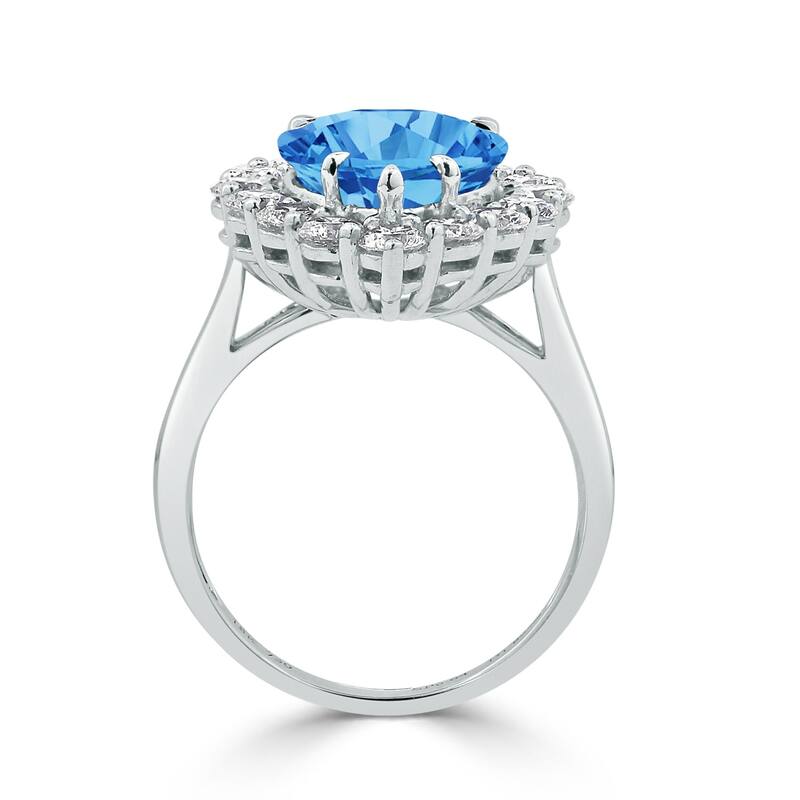 Auriya 2 1/4ct Pear-cut Blue Topaz Halo Diamond Engagement Ring 1 3/4cttw 18K Gold