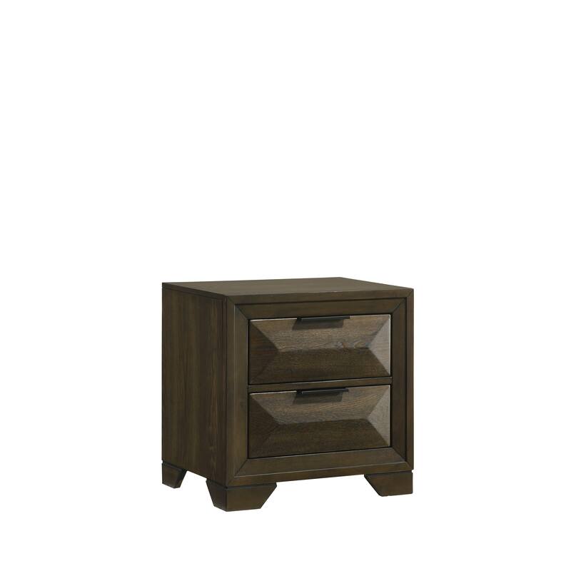 Boudin Walnut Solid Wood 2 Drawer Nightstand Modern Geometric Design