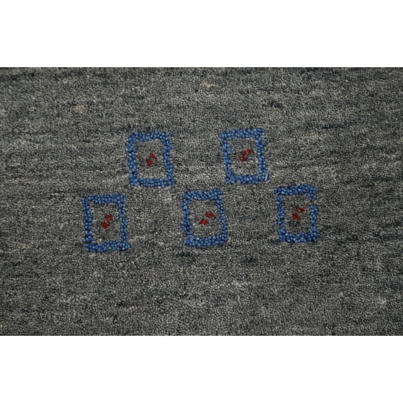 Grey Tribal Gabbeh Indian Area Rug Handmade Wool Carpet - 7'9" x 9'10"