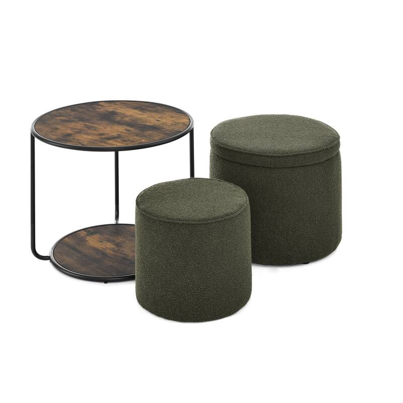 Ottoman, multifunctional combination set table Ottoman, combination of Ottoman and table, with drum stool, with storage space