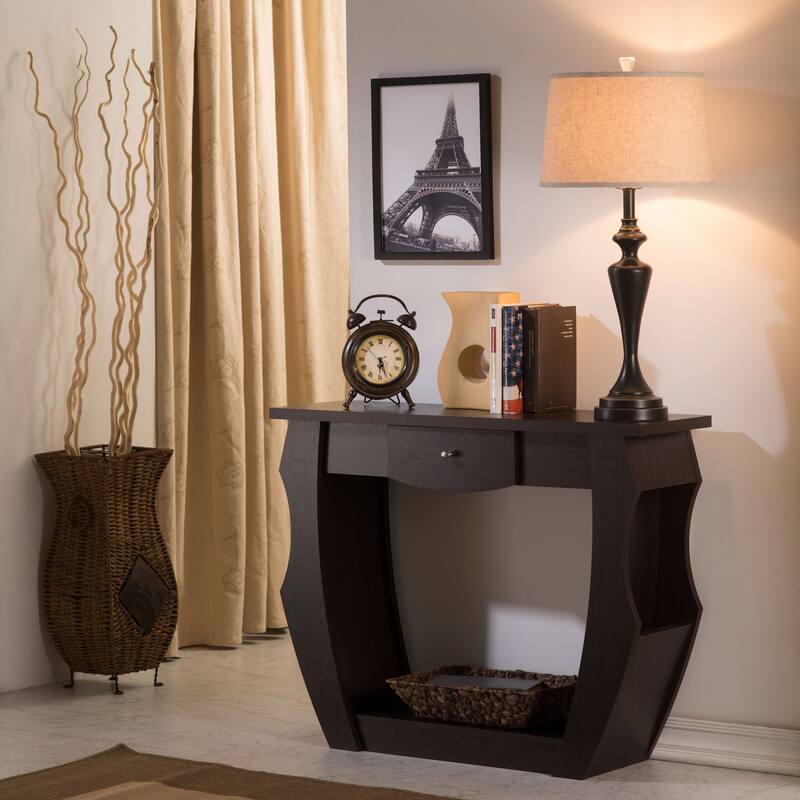 DH BASIC Walnut 40" Storage Console Table by Denhour