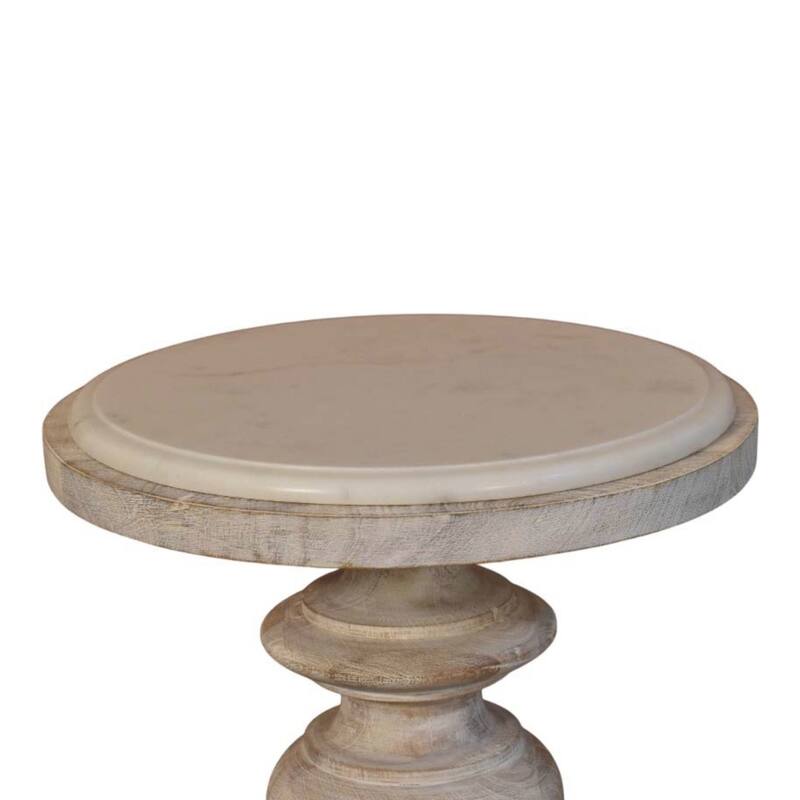 Solid Wood The Bellis Marble Accent Table