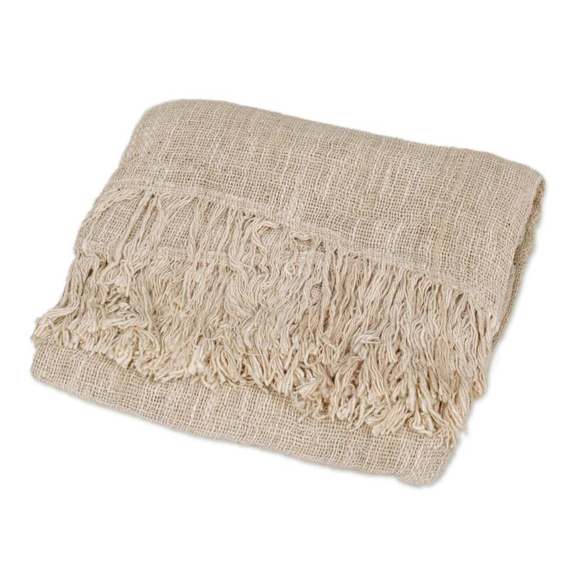 Novica Handmade Alabaster Madura Cotton Throw