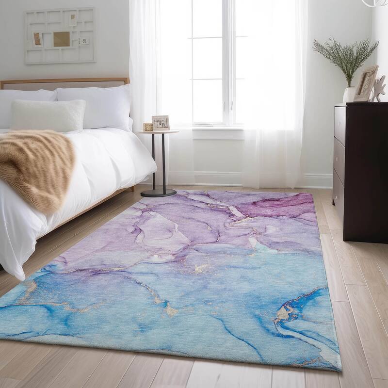 Premium Washable Super Soft Abstract Contemporary Mayfield Rug - Purple - 3' x 5' - Rectangle