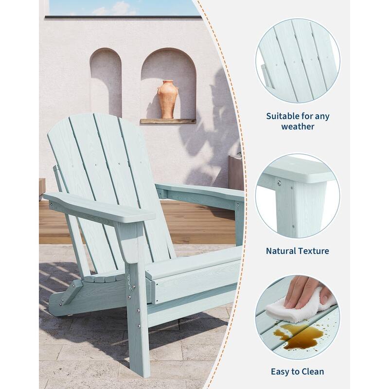Folding Adirondack Chairs Set Of 1 HDPE Plastic Outdoor Chairs