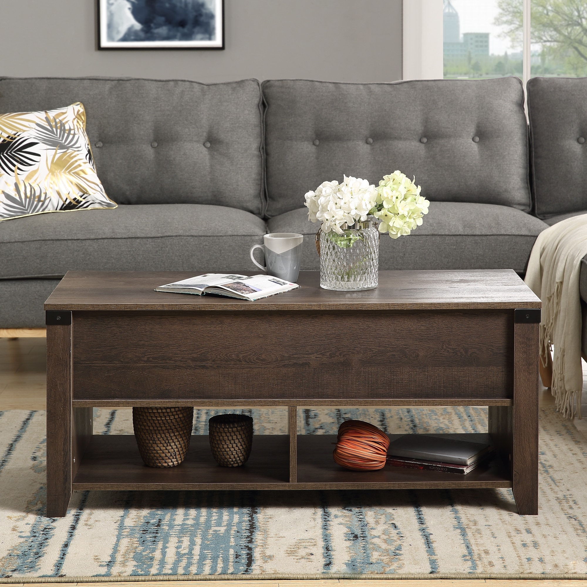 Multipurpose Coffee Table With Drawers Open Shelf And Storage Overstock 31990060