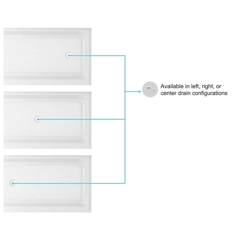 Indigo Home 60x32 inch Single Threshold Shower Tray Right Drain in White