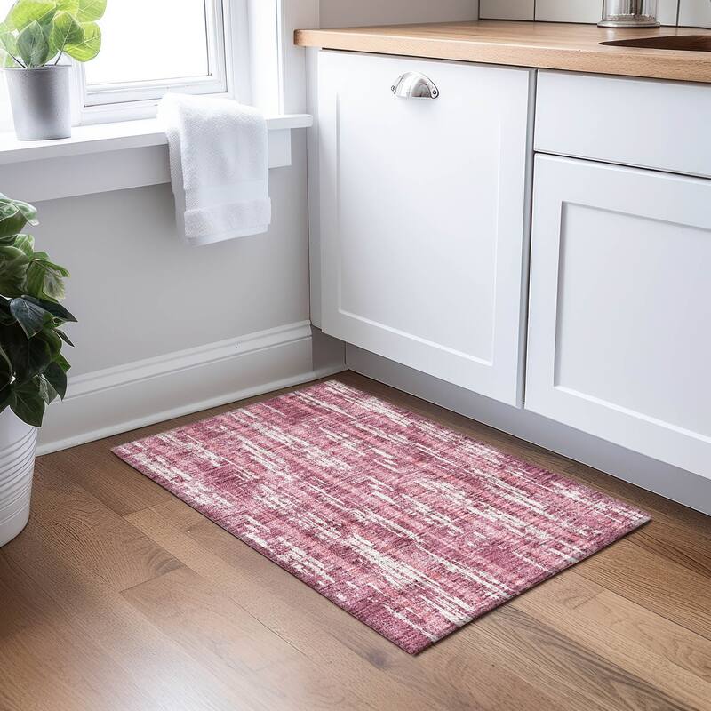 Machine Washable Indoor/ Outdoor Chantille Stripe Ombre Rug