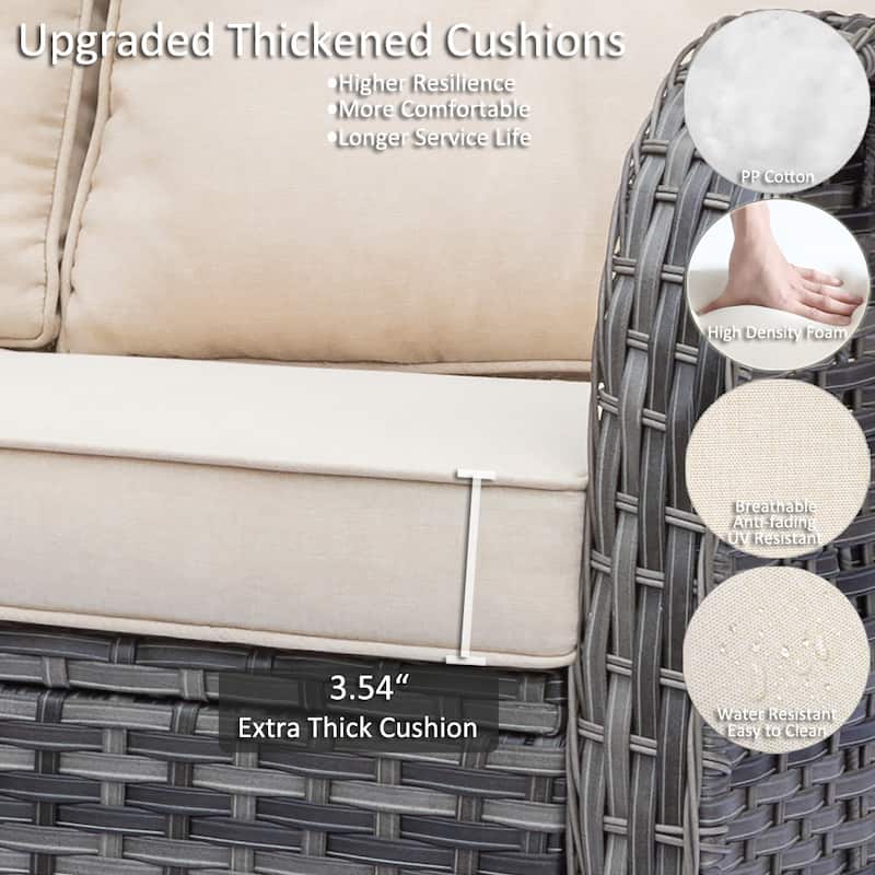 5 Piece Outdoor Wicker Patio Furniture Swivel Chair with Ottoman Set