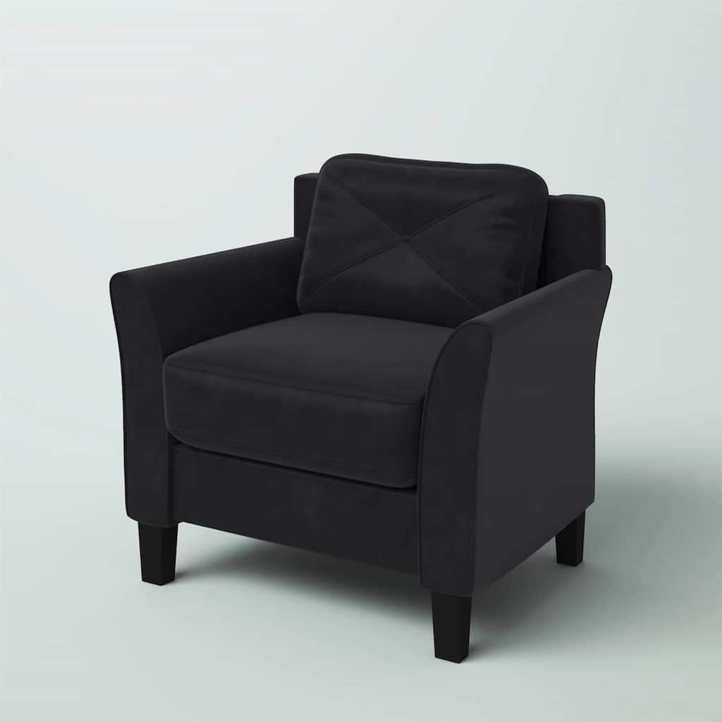 Microfiber Armchair with Button Tufted Back and Flared Arms - 31.5” D x 33.9” W x 32.7'' H
