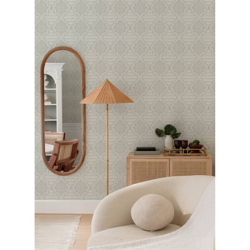 A-Street Prints Ernest Charcoal Quilted Quatrefoil Wallpaper