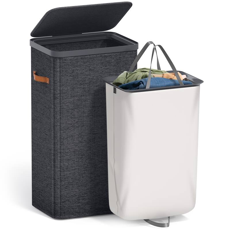 Sorbus 1-Compartment Laundry Basket with Removable Laundry Bag, Durable Organizer for Bathroom - 16.5" W x 12.5" D x 29.5" H - Black