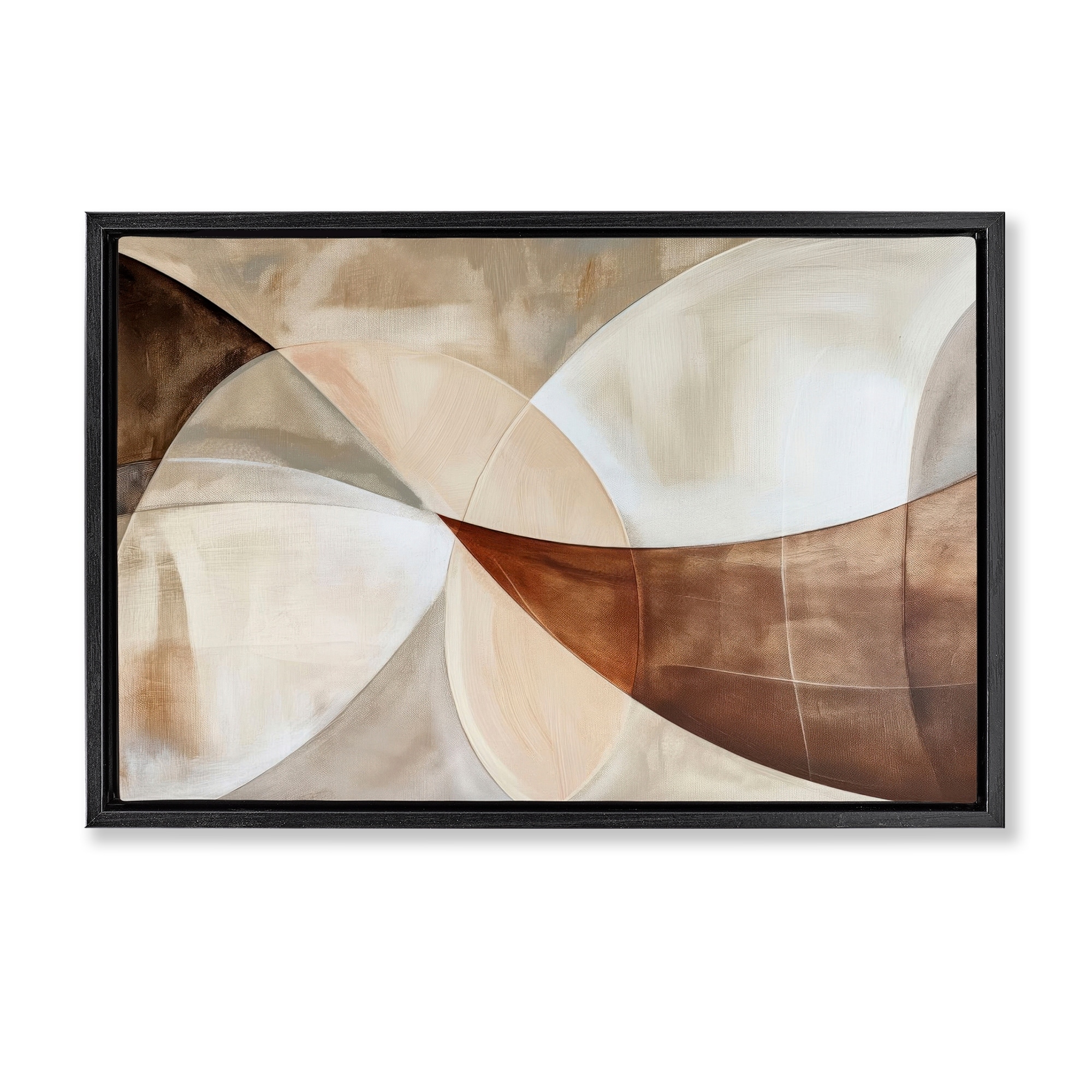 Stupell Curved Neutral Tones Abstraction Framed Floater Canvas Wall Art Design By LSR Creative Studio