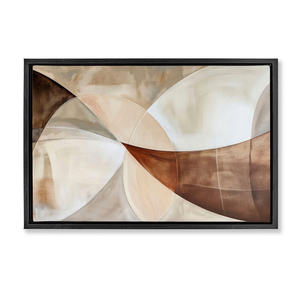 Stupell Curved Neutral Tones Abstraction Framed Floater Canvas Wall Art Design By LSR Creative Studio