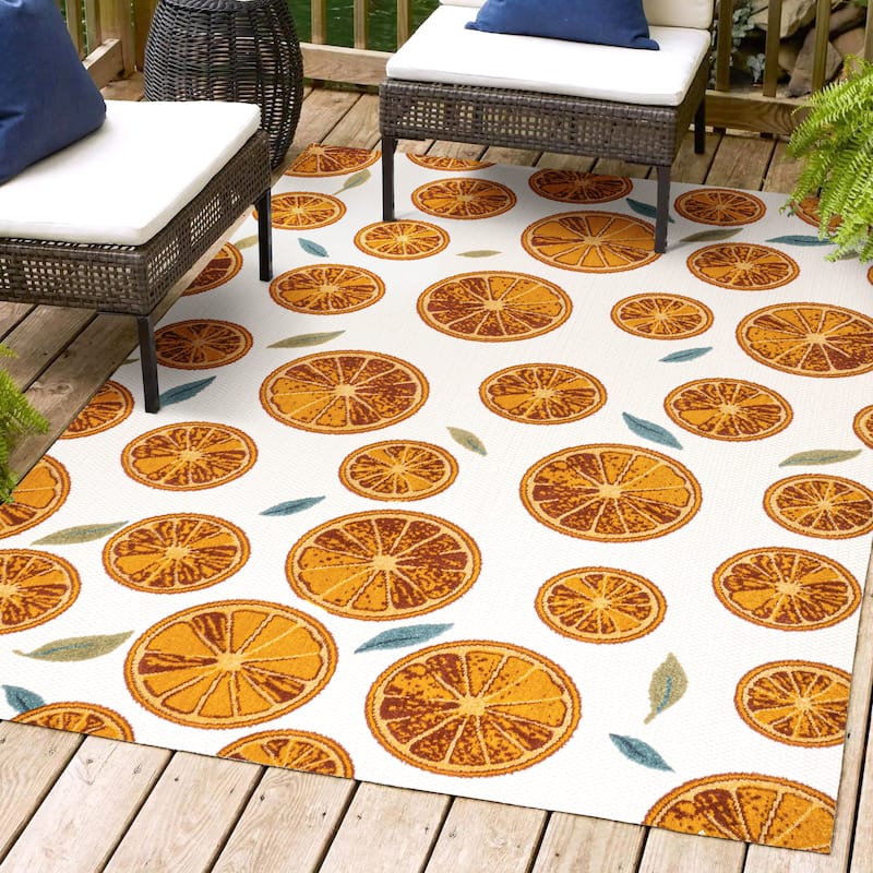 JONATHAN Y Ananas Citrus Slice High-Low Indoor/Outdoor Area Rug