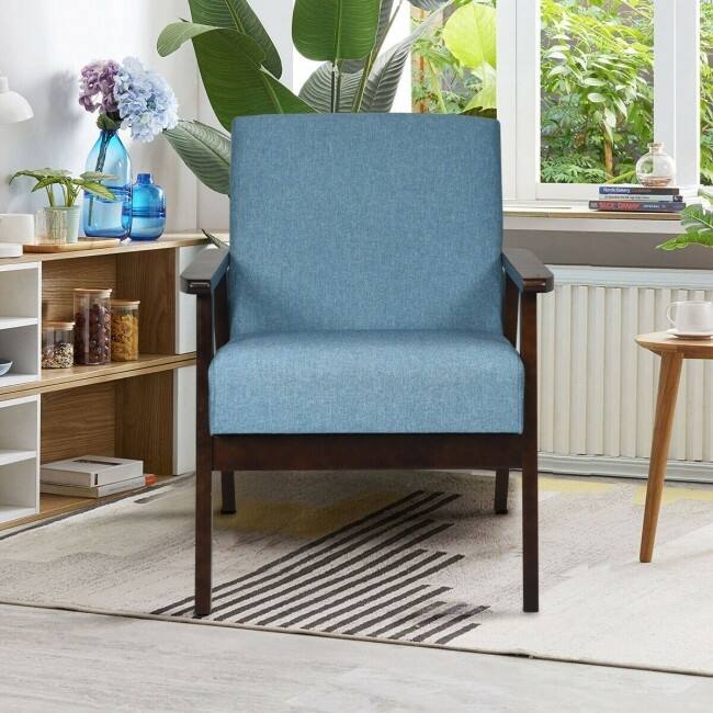 Mid-Century Retro Fabric Accent Armchair for Living Room Comfort and Style