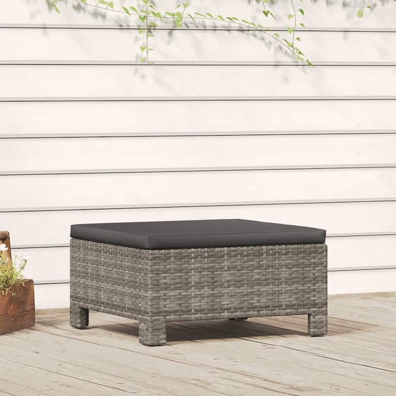 vidaXL 2-Seater Patio Sofa with Cushions Gray Poly Rattan - 22.4" x 22.4" x 11"
