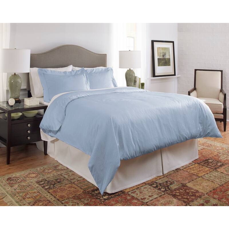 Pointehaven 450 TC Dobby Jacquard Cotton Luxury Size Duvet Set - Sterling Blue - King - Cal King