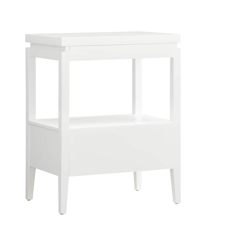 Modern Nightstand with Drawer and Floating Shelf Tapered Legs Design