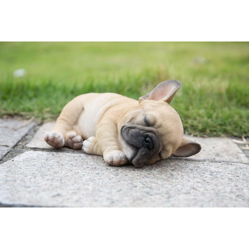 7" Sleeping French Bulldog Puppy Outdoor Garden Statue