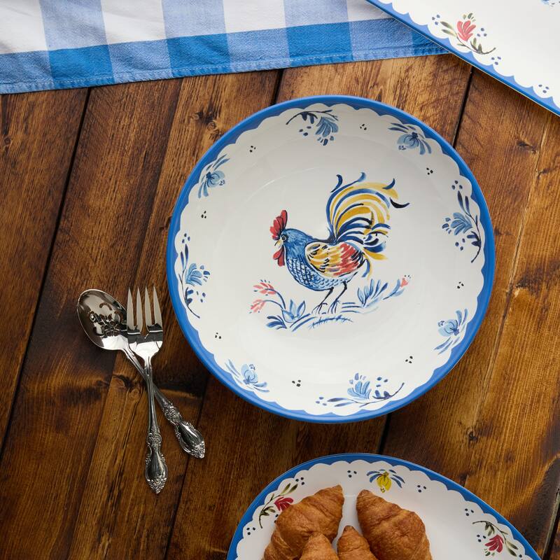 Certified International French Rooster 128 oz. Serving Bowl 13" x 3" - 13.00"L x 13.00"W x 3.00"H