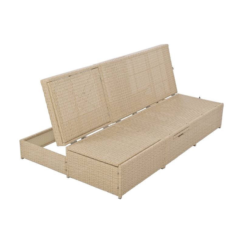 Outdoor Patio Rattan Double Daybed Sunbed with Adjustable Backrest and Seat