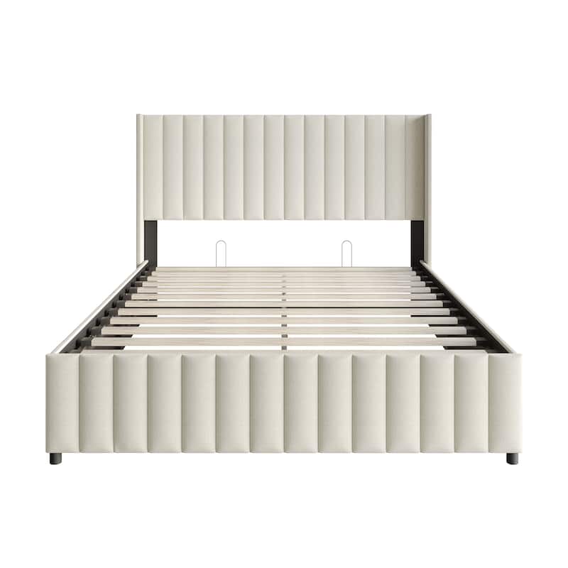 CraftPorch Minimalist Wingback Platform Lift Up Storage Bed