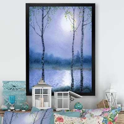 Designart "Landscape Spring Birch Trees" Traditional Framed Wall Decor