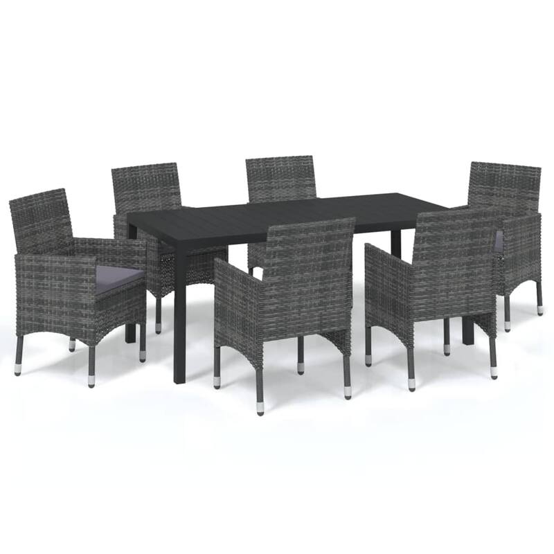 vidaXL Patio Dining Set with Cushions Poly Rattan