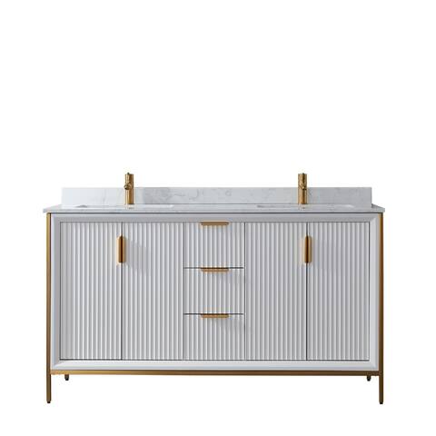 Granada 60" Vanity in White with Countertop Without Mirror