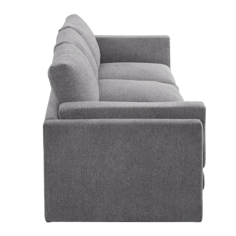 Roomfitters Modern 3-Seater Chenille Sofa with Double Layer Armrests, Upholstered Couch