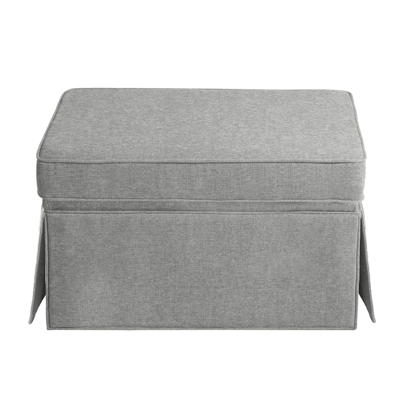 2 Set Rectangle Chenille Upholstered Storage Ottoman