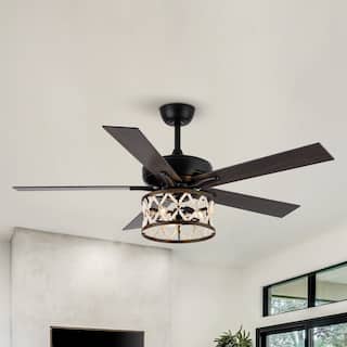 BreezeLite 52" Bohemian Black Wood Beaded Ceiling Fan