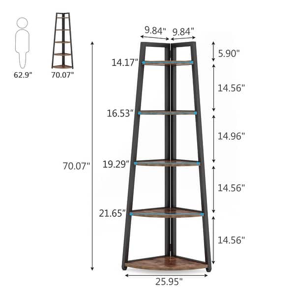 特価キャンペーン モリコー 店OIAHOMY Corner Shelf 70 Inch Tall Bookcase 5- Tier  Industrial Bookshelf Ladder Small Rustic Plant Stand Rack＿並行輸入品 
