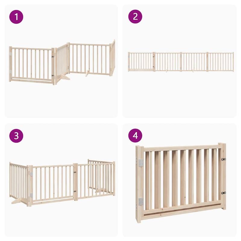 vidaXL Dog Gate Foldable 3 Panels Solid Wood Fir
