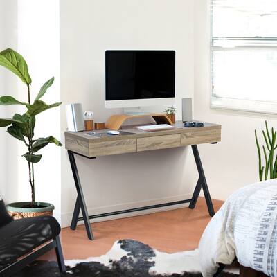 Homylin 1 Draw Metal and Wood Desk Computer Desk