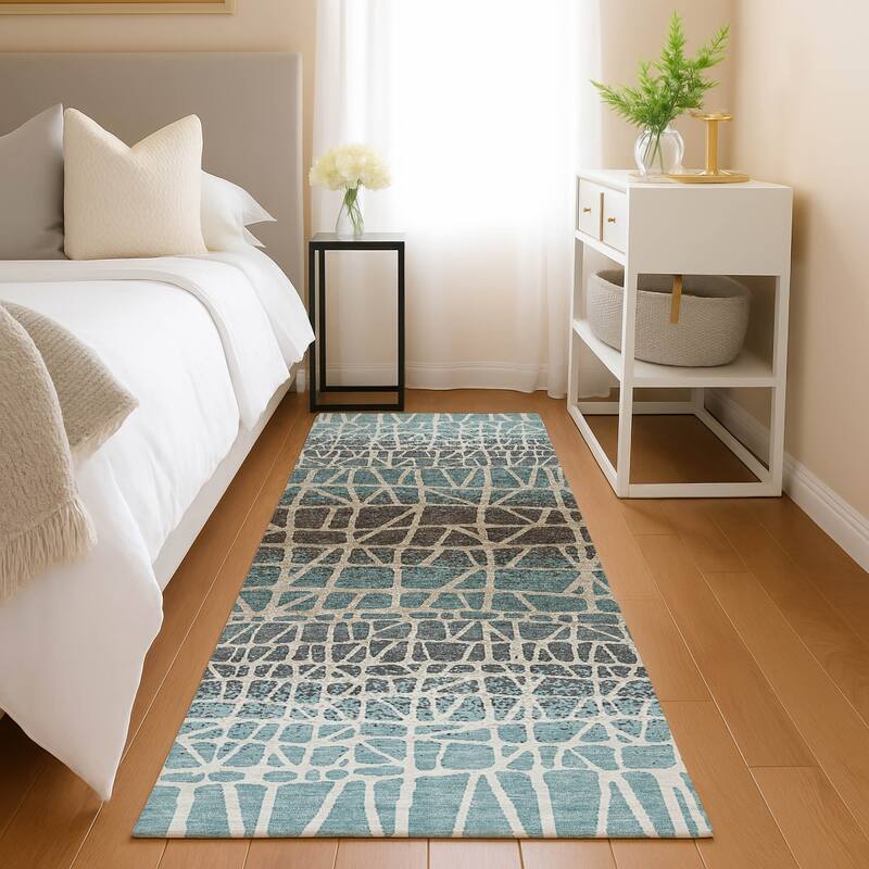 Machine Washable Indoor/ Outdoor Boho Global Chantille Rug