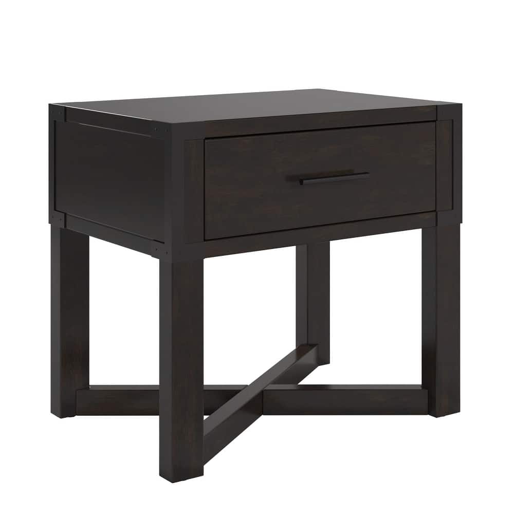 Mendocino Wood Finish X-Base End Table with Drawer by iNSPIRE Q Classic