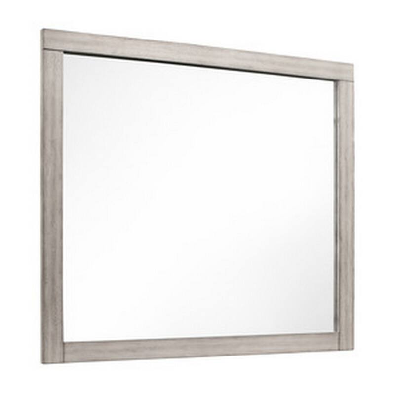 Deena 41 Inch Classic Accent Mirror, Wood Grain, Gray Finish