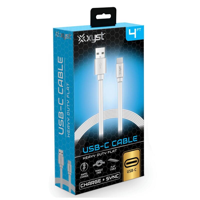 Xyst Charge and Sync USB to USB-C Flat Cable 4Ft