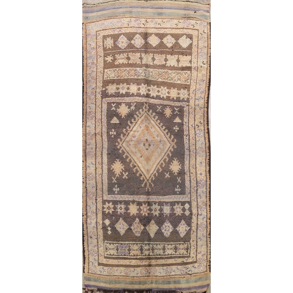Antique Tribal Oriental Moroccan Hallway Runner Rug Wool Handmade - 5'2" x 13'0"