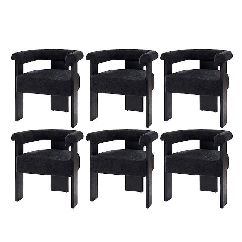 Georg Modern Boucle Dining Chair with Solid Wood Legs Set of 6 by HULALA HOME